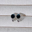 Irregular Black Onyx Bezel Drop Earrings Charm S925 Sterling Silver Minimal Dainty Dangling Stud Earrings